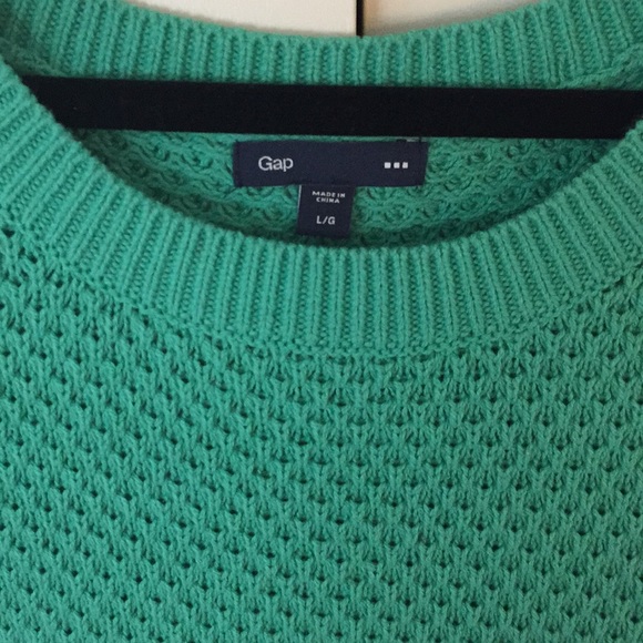 GAP Green/Turquoise Cotton Waffle-Knit Sweater L - Picture 3 of 9